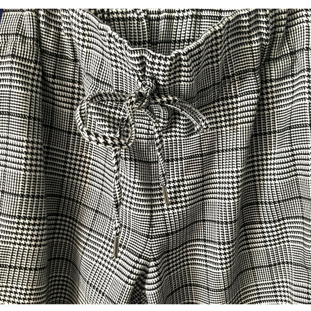 Belle Verne black White Check Trouser Pant L Women Blue Stripe College Preppy - Picture 5 of 8